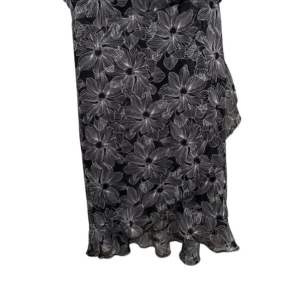 A New Day Black Riffled Faux Wrap Chiffon Floral Dress Sz  XXL NWT - Picture 6 of 12